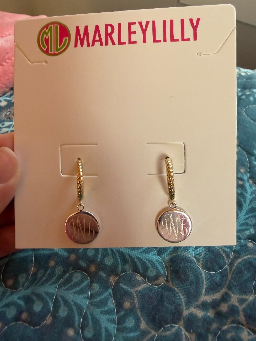 Monogrammed Cable Hoop Earrings